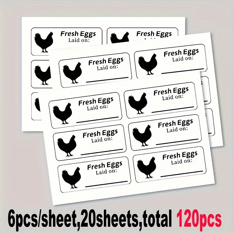 120pcs Self-adhesive Egg Carton Labels - "fresh " Date & Contents Stickers, Handwritten Style, Paper Material, Ideal For Egg Storage