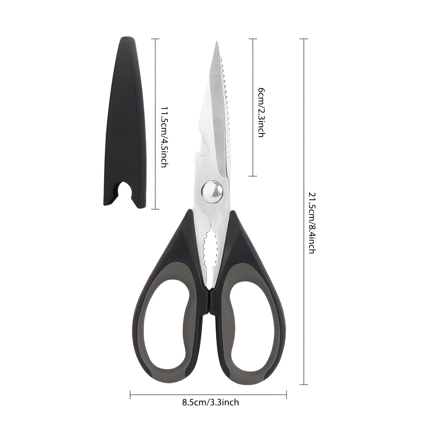 Kitchen Shears Scissors, iBayam 3-Color Stainless Steel Dishwasher Safe  Food Scissors for Herbs Chicken Meat Poultry Fish BBQ, 8 Inch Utility  Cooking