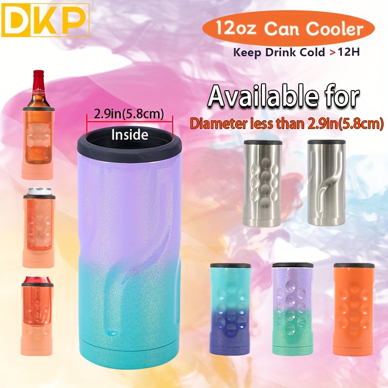  Can Cooler with Spout Lid 4-in-1Insulated Double Wall Vacuum  Stainless Steel Beer Can Holder for all 12 oz Slim Can,Bottles, Regular Can  & Drinks Keeps Beverage Cold Gift : Sports 