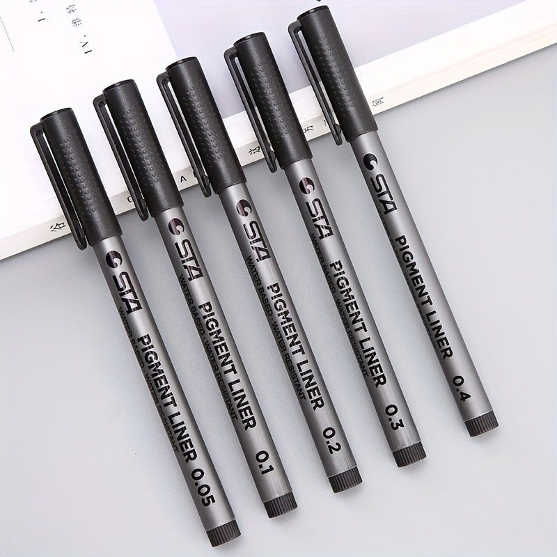 6PCS Black Uni Pin Fineliner Drawing Fine Liner Comic Needle Pens 0.05mm -  0.8mm 