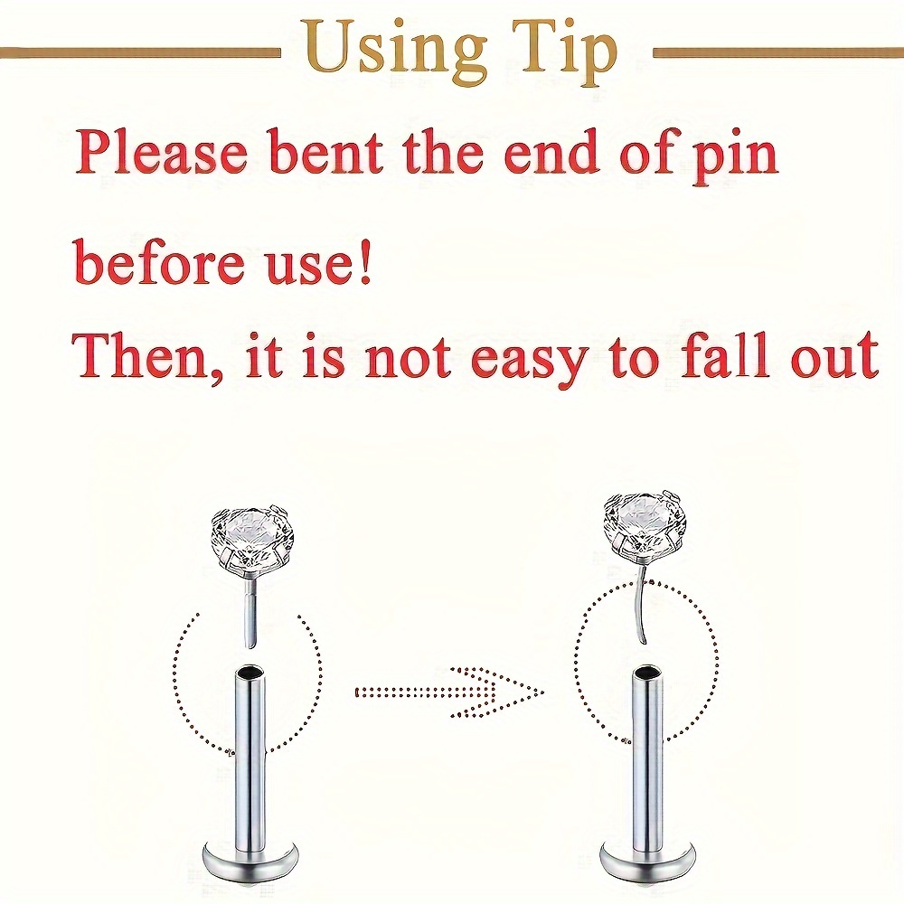 5pcs Threadless Push-In Nose Stud & Ear Stud Set