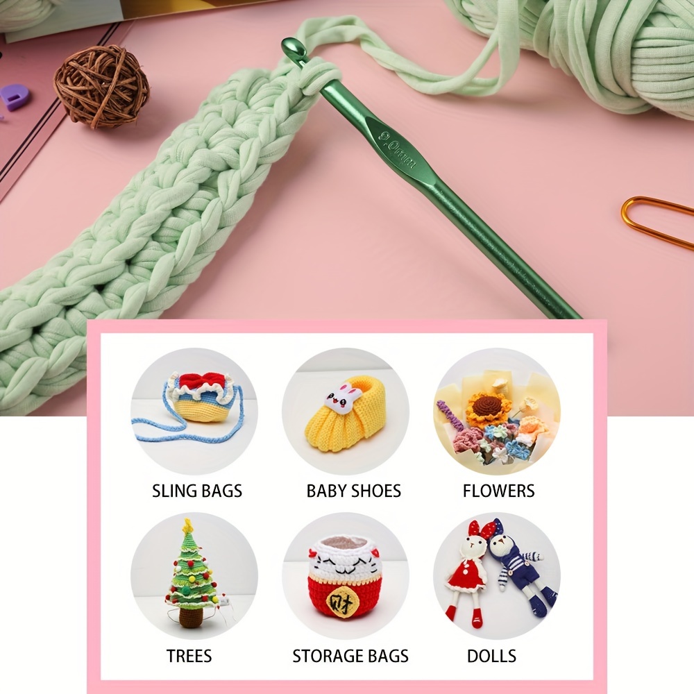 Walfront Bamboo Handle Crochet Hooks Knit Weave Yarn Craft Knitting Needle, 20 Pcs Bamboo Crochet Hooks Kit with Purple Case