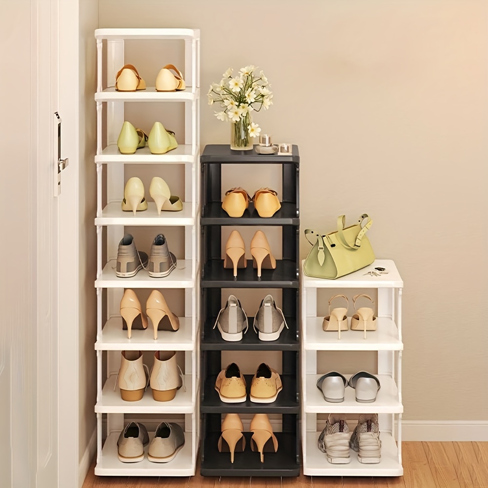 Zapatero combinado con cajón abatible estrecho a prueba de polvo Estante de  almacenamiento para zapatos, sala de estar, pasillo, dormitorio (blanco)