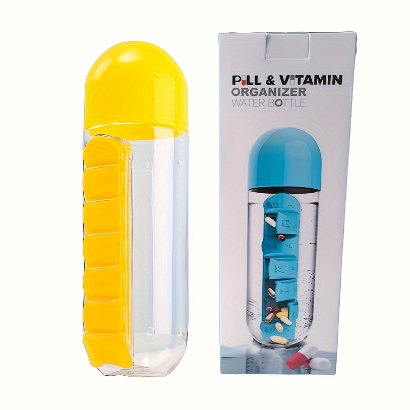 600Ml 7 Days Drug Organizer Water Bottle with Pillbox Plastic