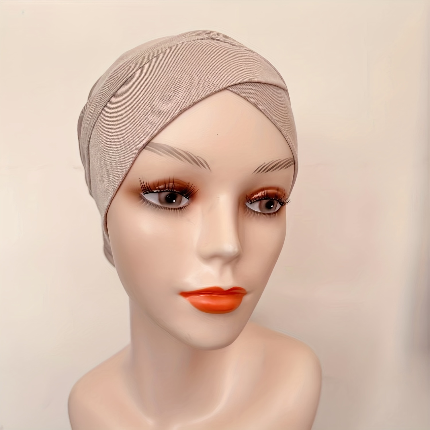 2pcs Soft Chiffon Scarf & Inner Cap Set Solid Turban Head Wrap Shawl
