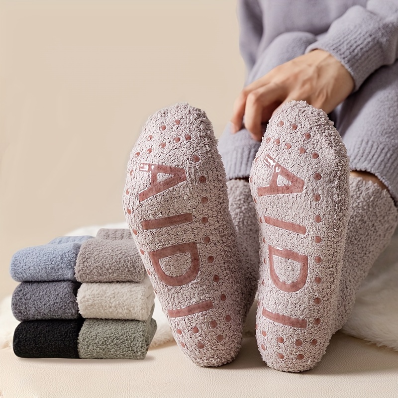 Fuzzy Non slip Plush Slipper Socks Winter Warm Fluffy Soft - Temu Canada
