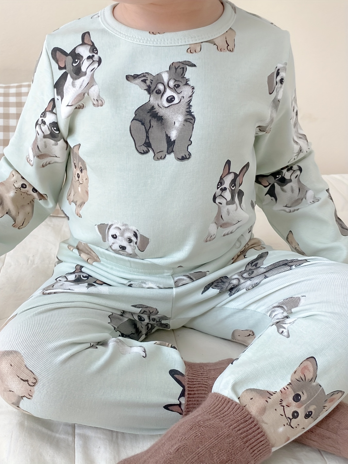 Toddler Boys Pajama Sets Cartoon Dogs Print Round Neck Long Temu