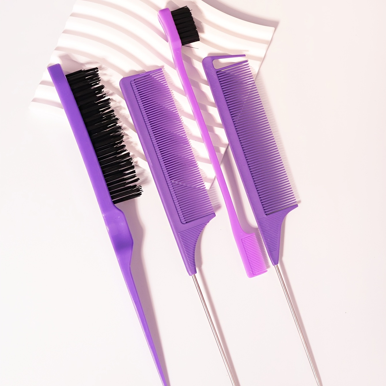 Weaving Highlight Rat Tail Stylist Comb for Hair Highlighting and More  [Purple] - Royal Moroccan