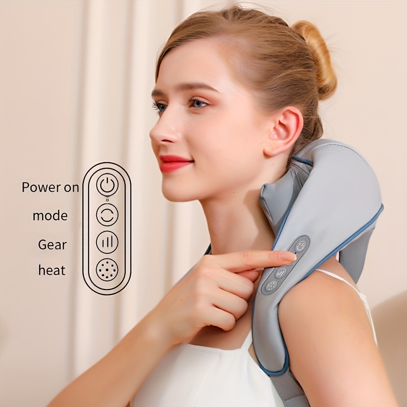 neck massager neck shoulder waist legs relaxation massager rechargeable massage cushion 3d heated deep kneading perfect for relieving at home office and travel holiday gift fathers day gift