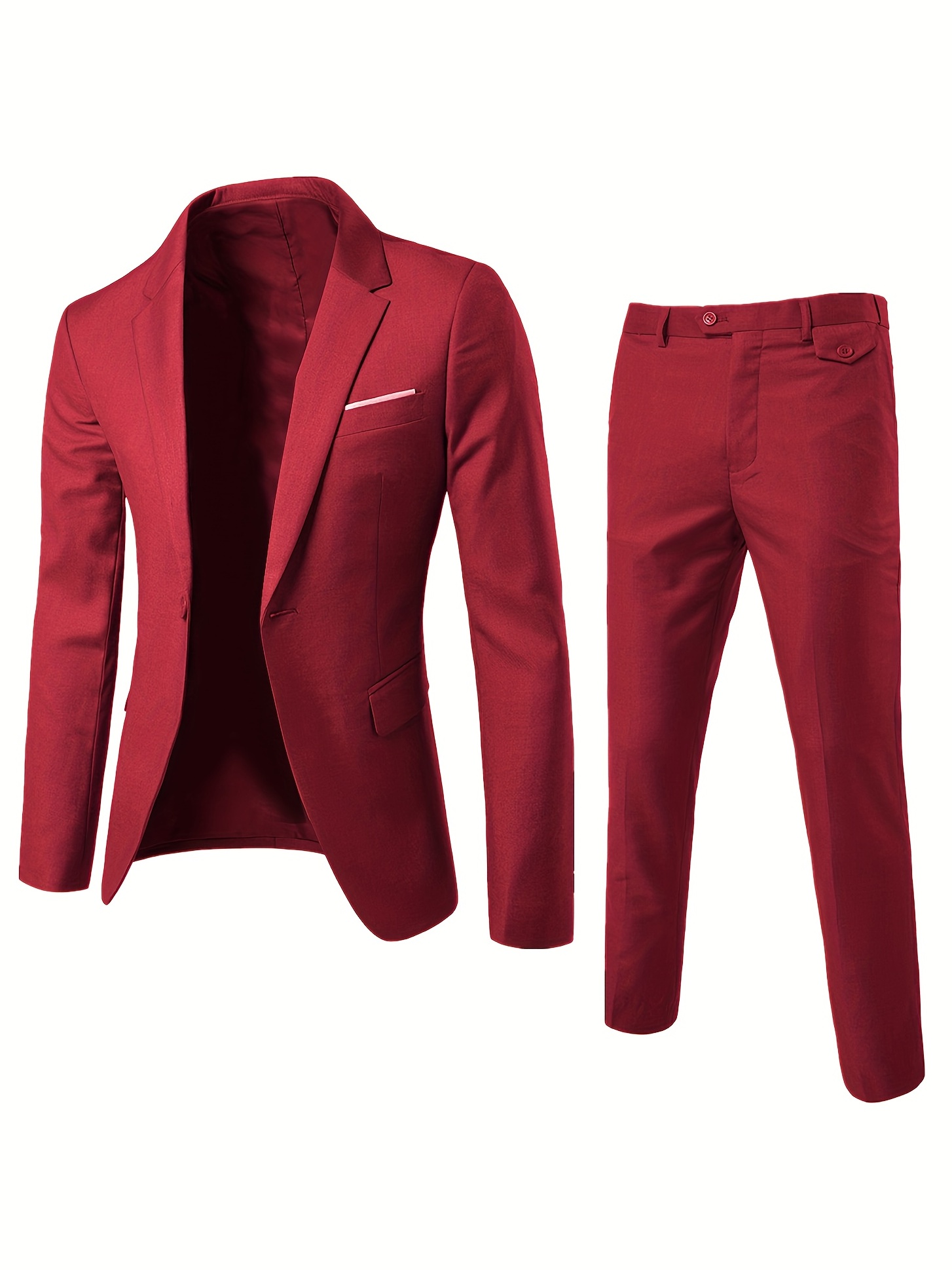 Formal Men's One Button Suit Jacket Dress Pants Suit Set For - Temu