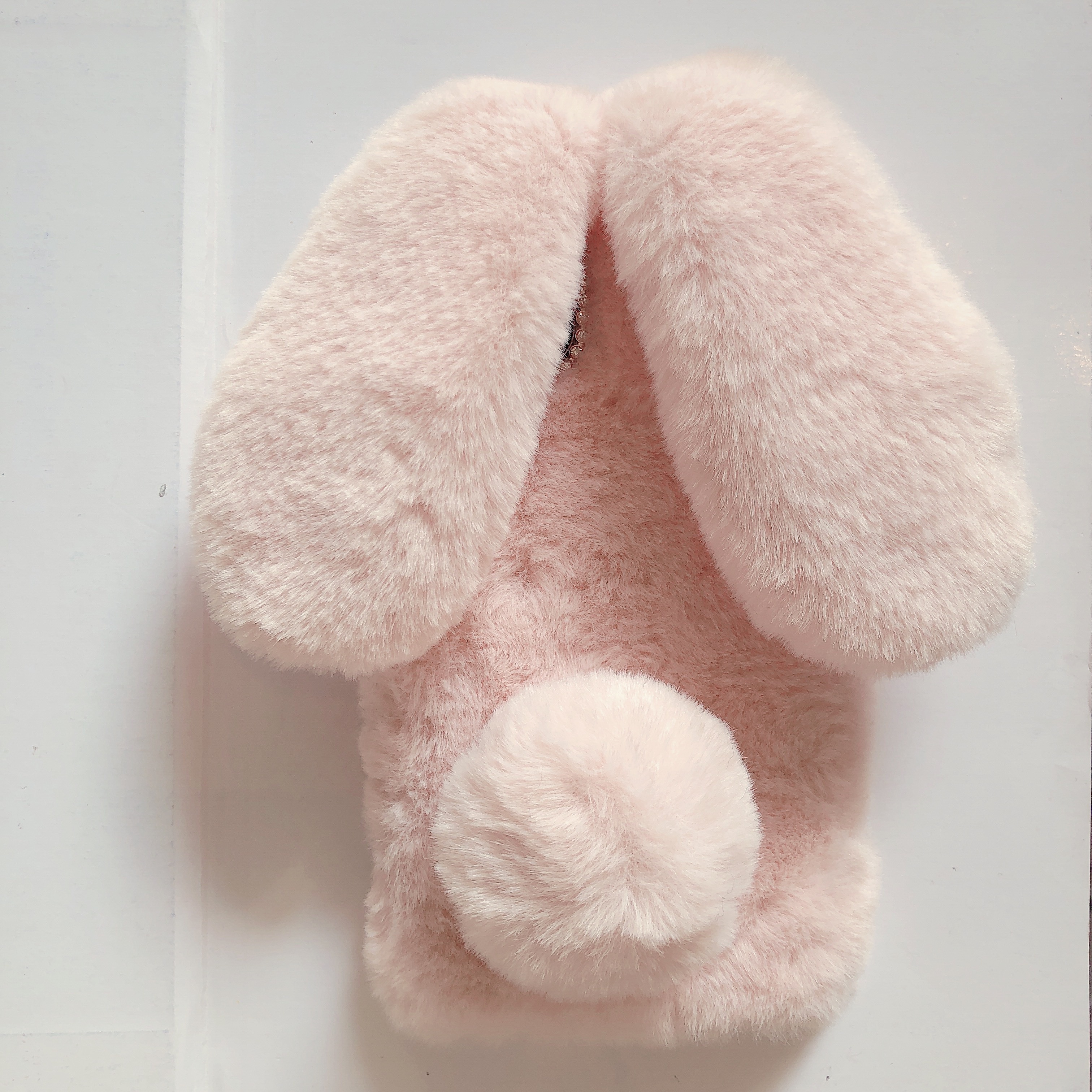 Fluffy Bunny Plush Phone Cover Pink for 11 Pro, Cute Warm Furry Fur Stuff  Animal Rabbit Phone Case for Girls, Fashion Woman Protective Cover for 11