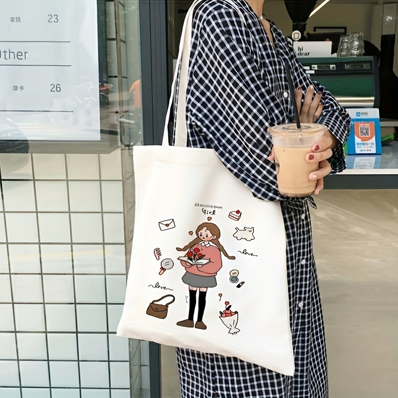 Monkey Print Canvas Tote Bag Large Capacity Shoulder Bag - Temu