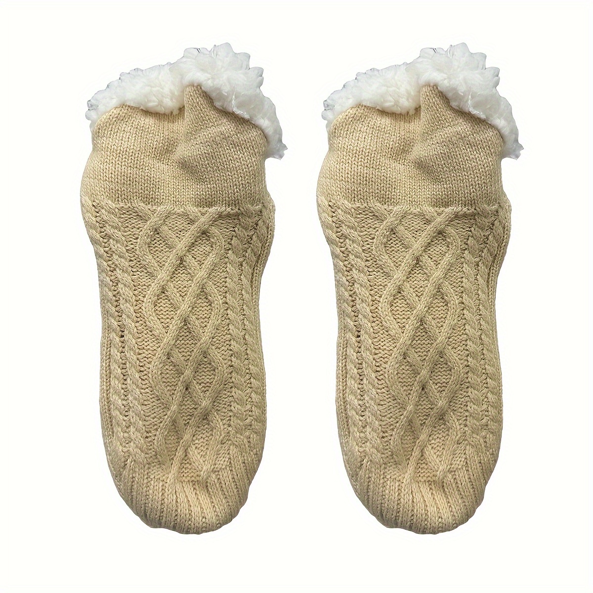2-PAIR Cozy Fuzzy Socks Women Non Slip Socks Slipper Socks Fluffy