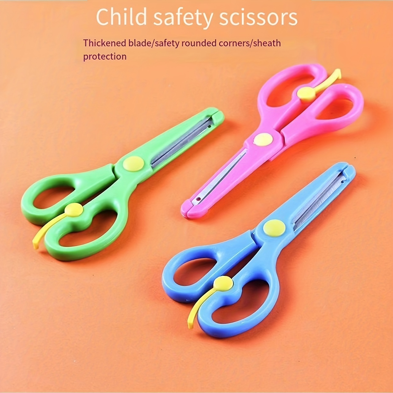 6Pcs Preschool Training Scissors,Children Safety Scissors Toddler Training  Scissors Plastic Safety Kids Learning Scissors Art Craft Scissors