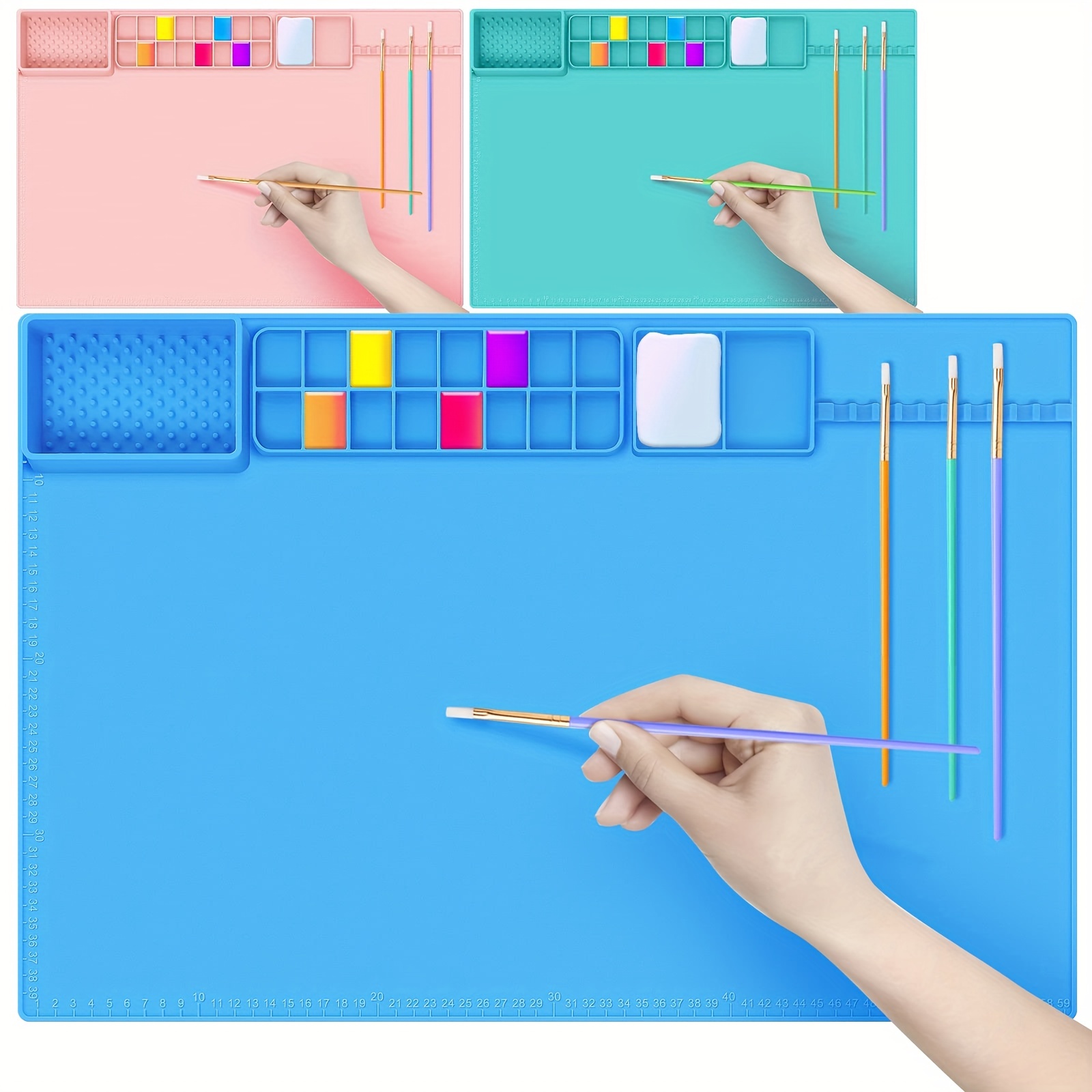 Paint Pad Large Silicone Craft Mat With Palette And - Temu