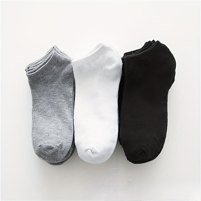 5 Pares Calcetines Hombre Negros Blancos Simples Poliéster - Temu