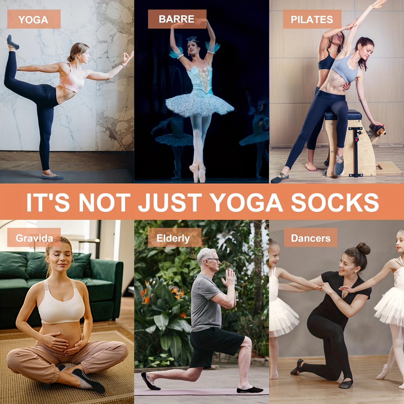 Calcetines Antideslizantes, 5 Pares Calcetines Yoga Para Mujer