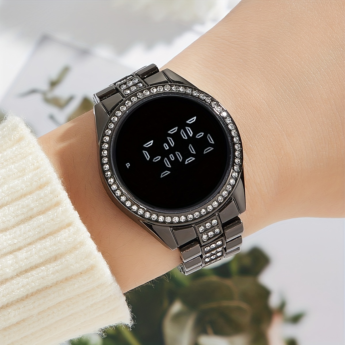 GOSASA Reloj electrónico de lujo para mujer, con pantalla táctil LED,  relojes digitales para damas, cuarto de galón, impermeable, elegante, para