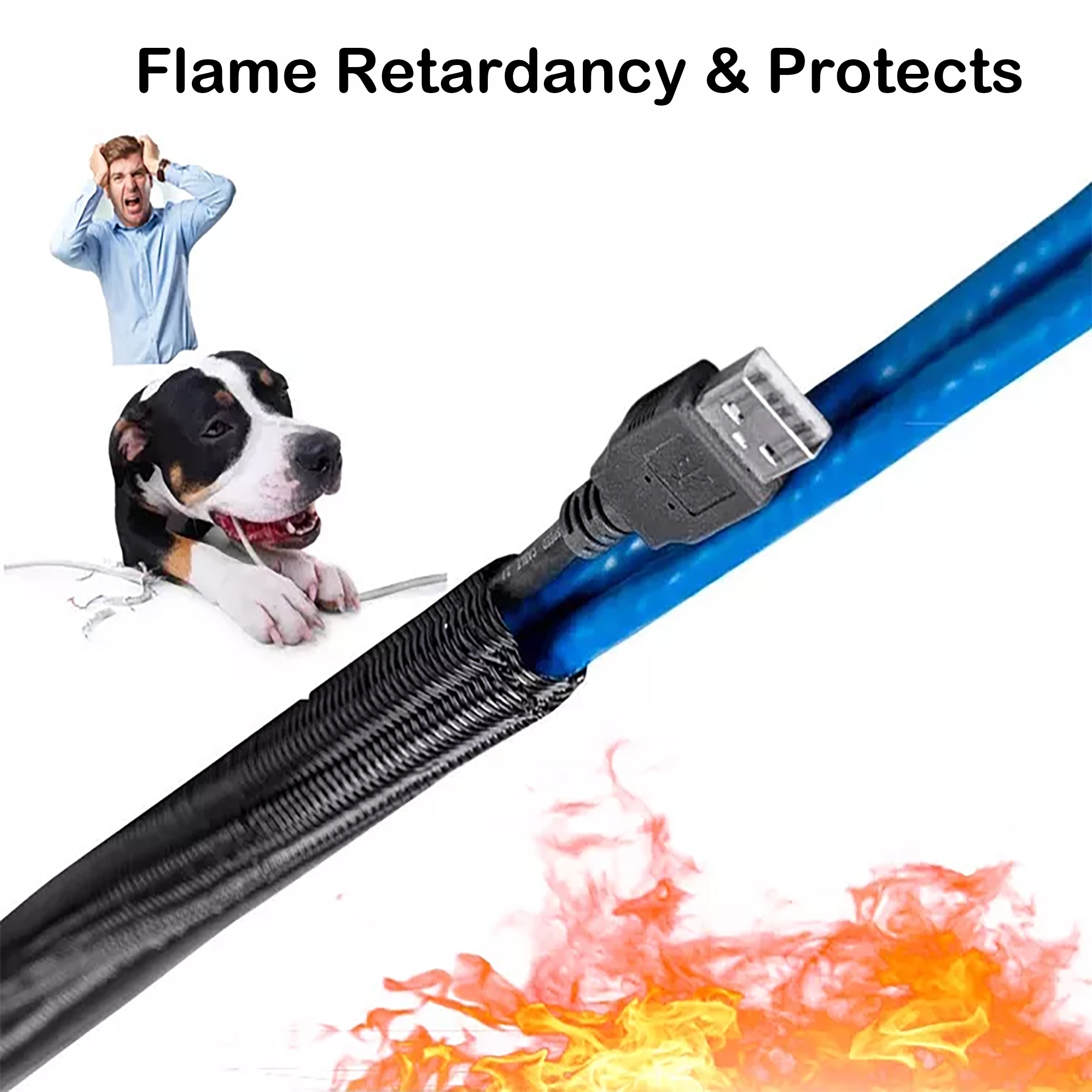 1 Funda Trenzada Extensible Mascotas Protector Cable Gestión - Temu