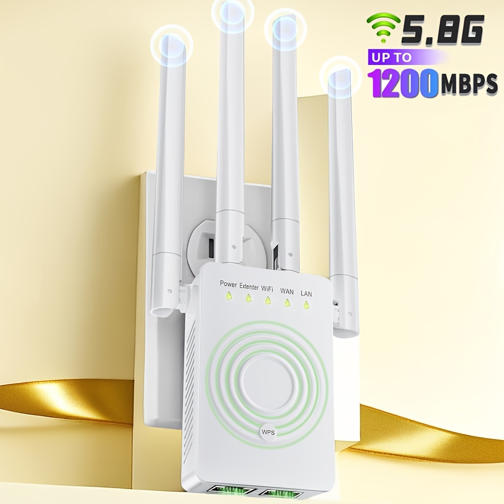 Amplificador de señal WiFi para el hogar, cubre hasta 9882 pies cuadrados y  45 dispositivos, 5G 1200 Mbps repetidor WiFi de doble banda, amplificador