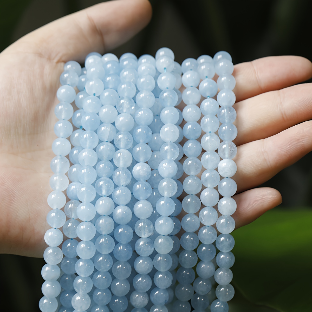 Natural Stone Beads Aquamarines Chalcedony Round Loose Beads For Jewelry  Making Bracelets Necklace DIY Accessories 4 6 8mm 15