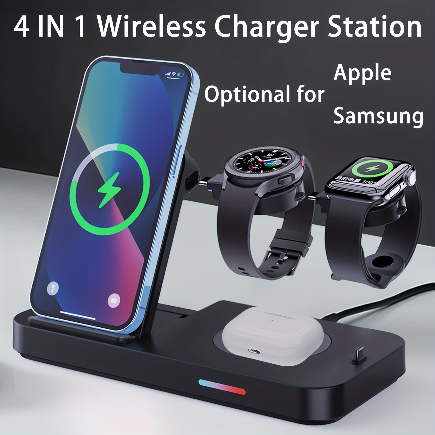 Cargador MagSafe, cubo 3 en 1 de Anker con MagSafe, cargador inalámbrico  plegable de carga rápida máxima de 15 W, para iPhone de la serie 14/13/12,  Apple Watch Series 1-8/Ultra, AirPods Pro/3/2 (