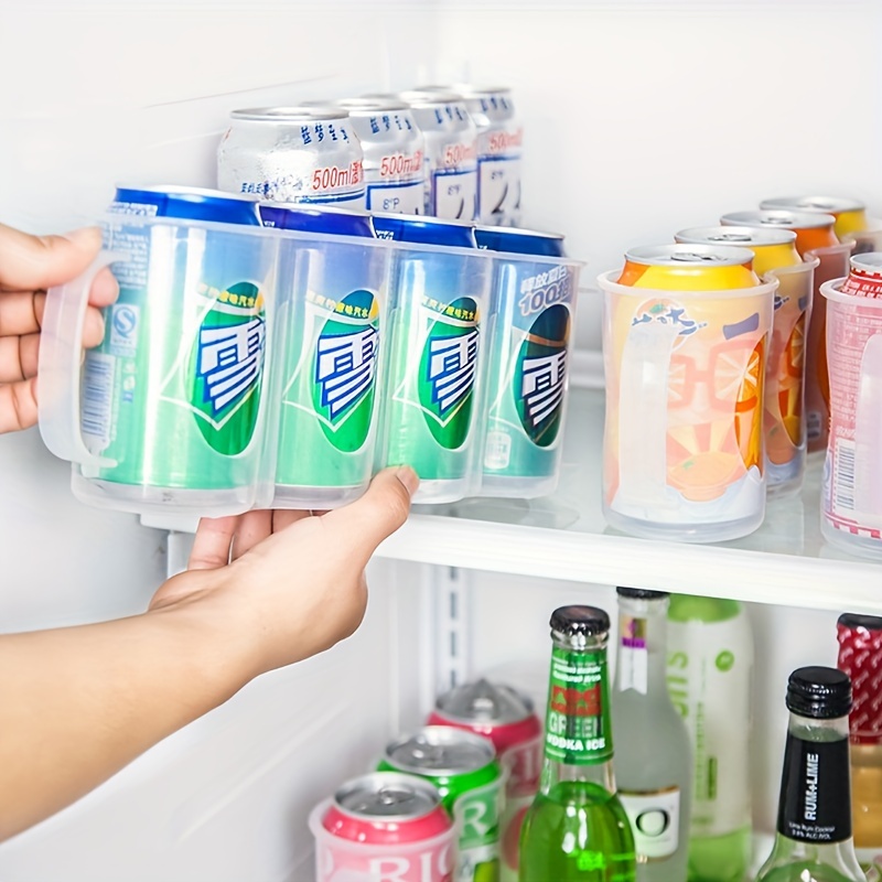Organizador de latas de refresco para refrigerador, soporte dispensador de  latas de bebidas, organizador de latas de refresco colgante de plástico,  estante deslizante de almacenamiento para nevera