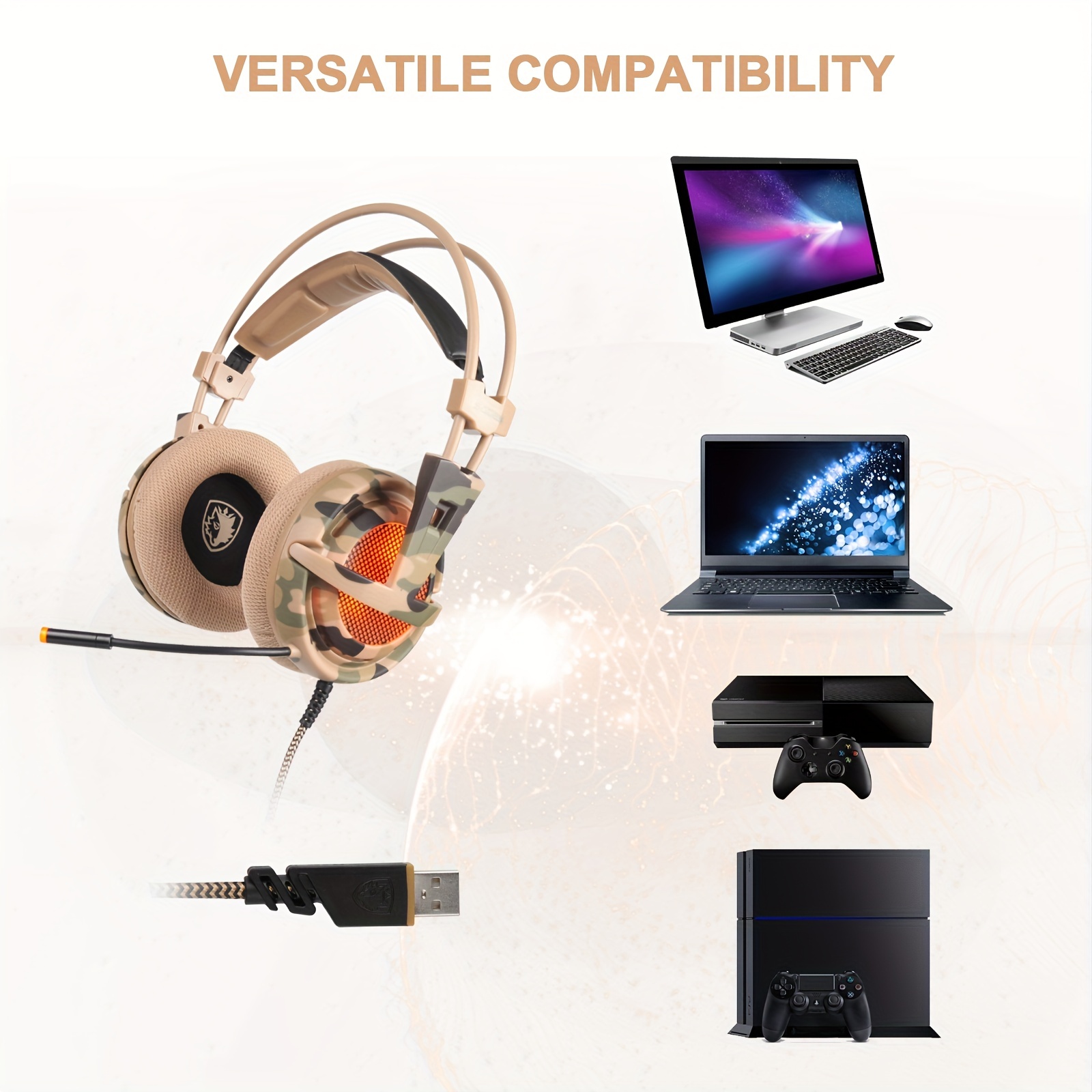 1PC Virtual Surround Sound Headset USB Gaming Headphone Computer PC Gaming  Headset