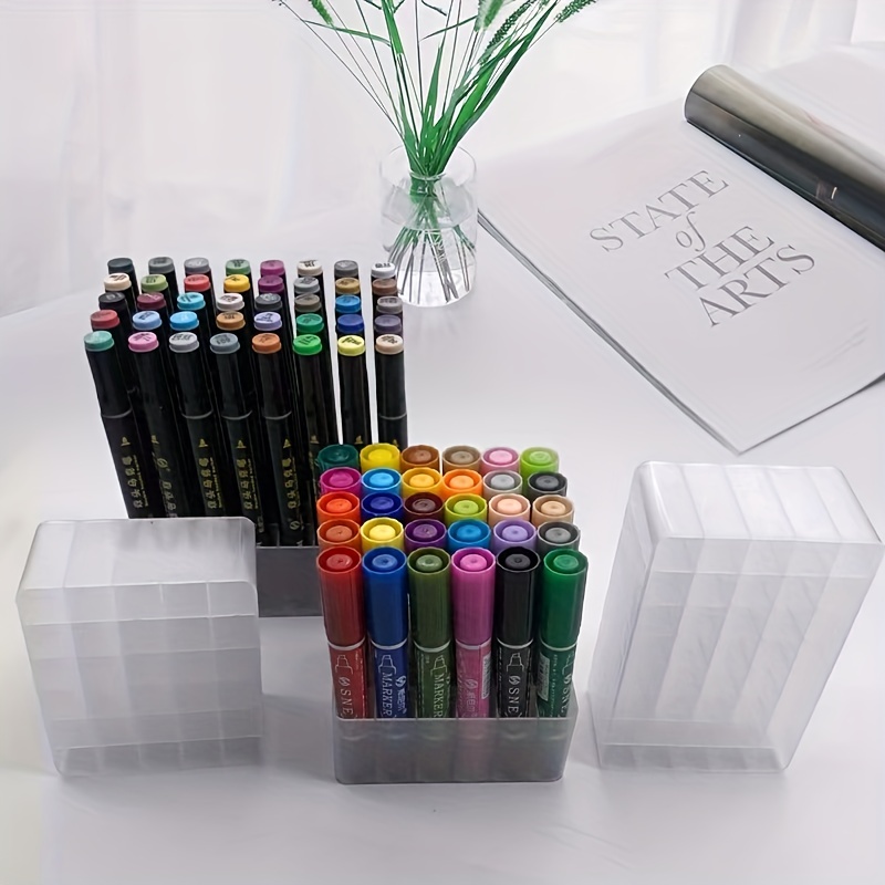 Marker Pen Carrying Case Marker Holder Transparent Multifunctional Marker  Pen Organizer Case Pencil Organizer Handheld Box Brush Pen Case 36 Slot