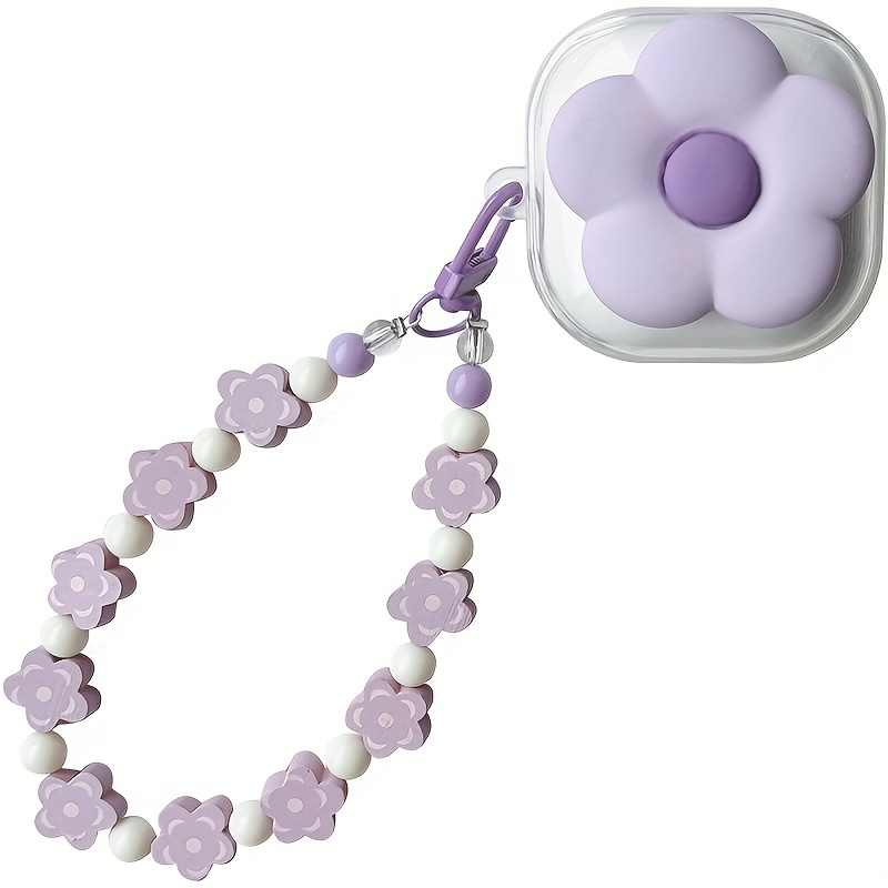 かわいい紫色の花クリアイヤフォンカバーサムスンギャラクシー芽 2 ...