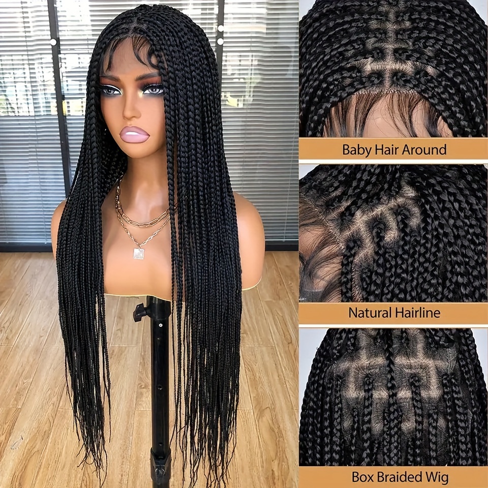 Triangle Box Braids Over Hip-Length 36'' Full Double Lace Small Knotless  Braided Wig