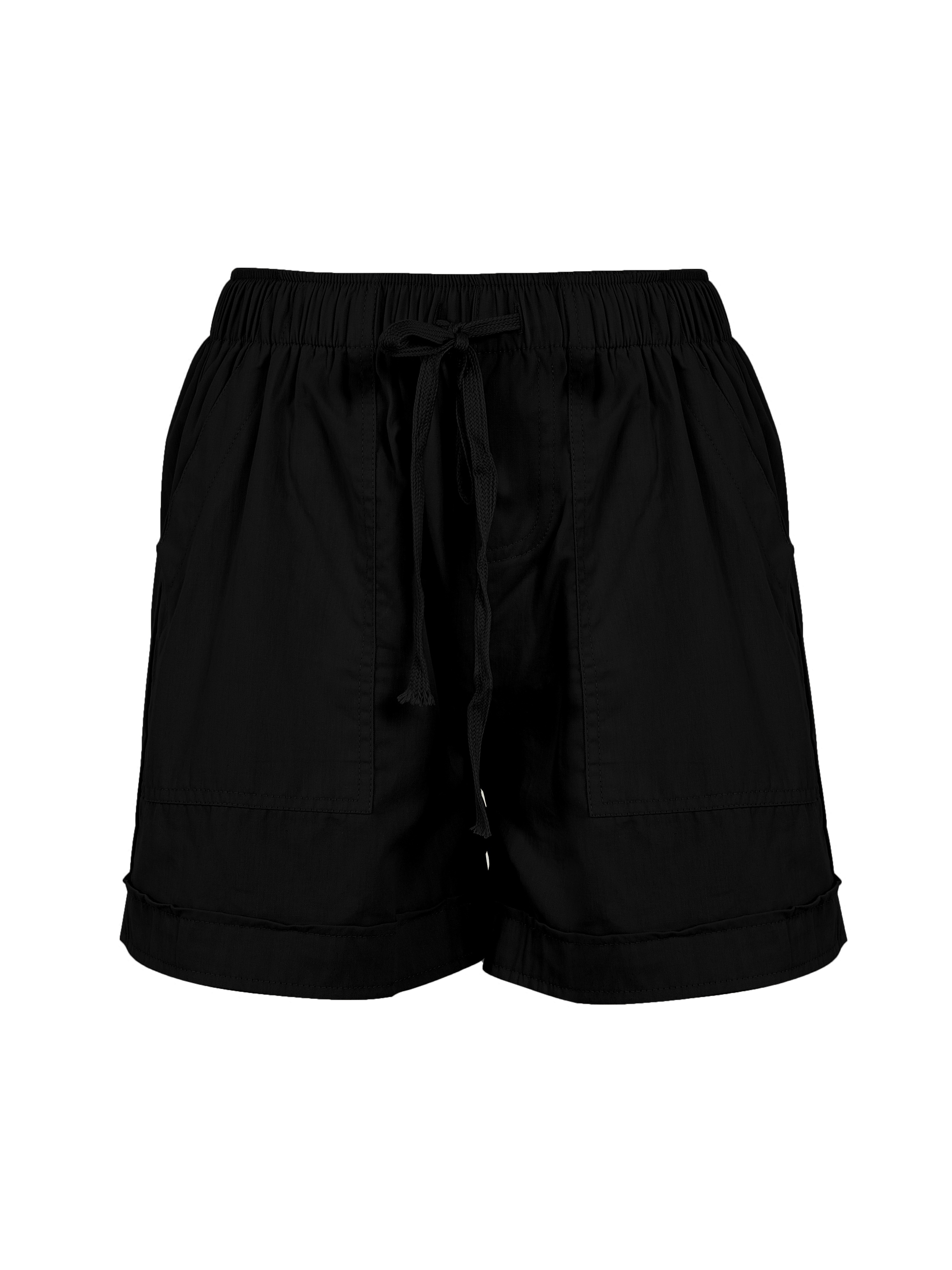 Womens Cotton Shorts Elasticated Waist Basic Lady Pants Black