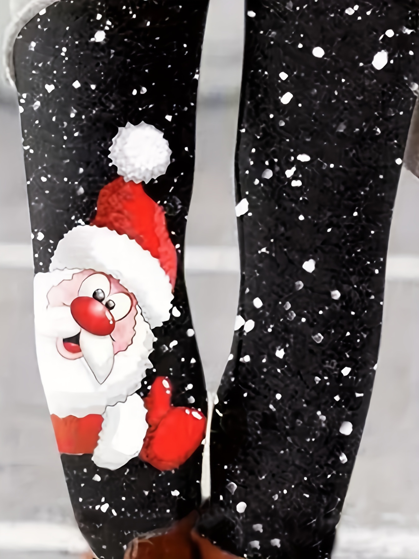 Christmas Santa Claus Print Skinny Leggings Casual Elastic - Temu