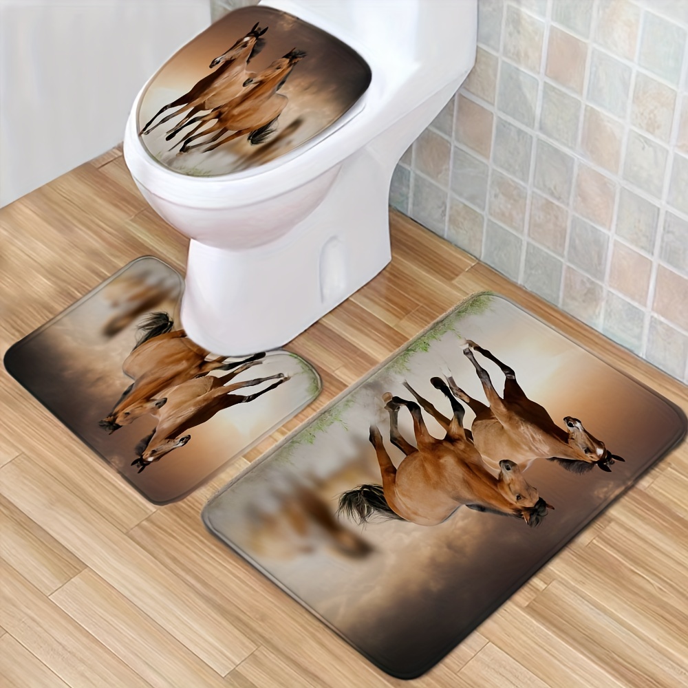 Bathroom U-shaped Contour Rug Bathroom Absorbent Floor Mat, Toilet