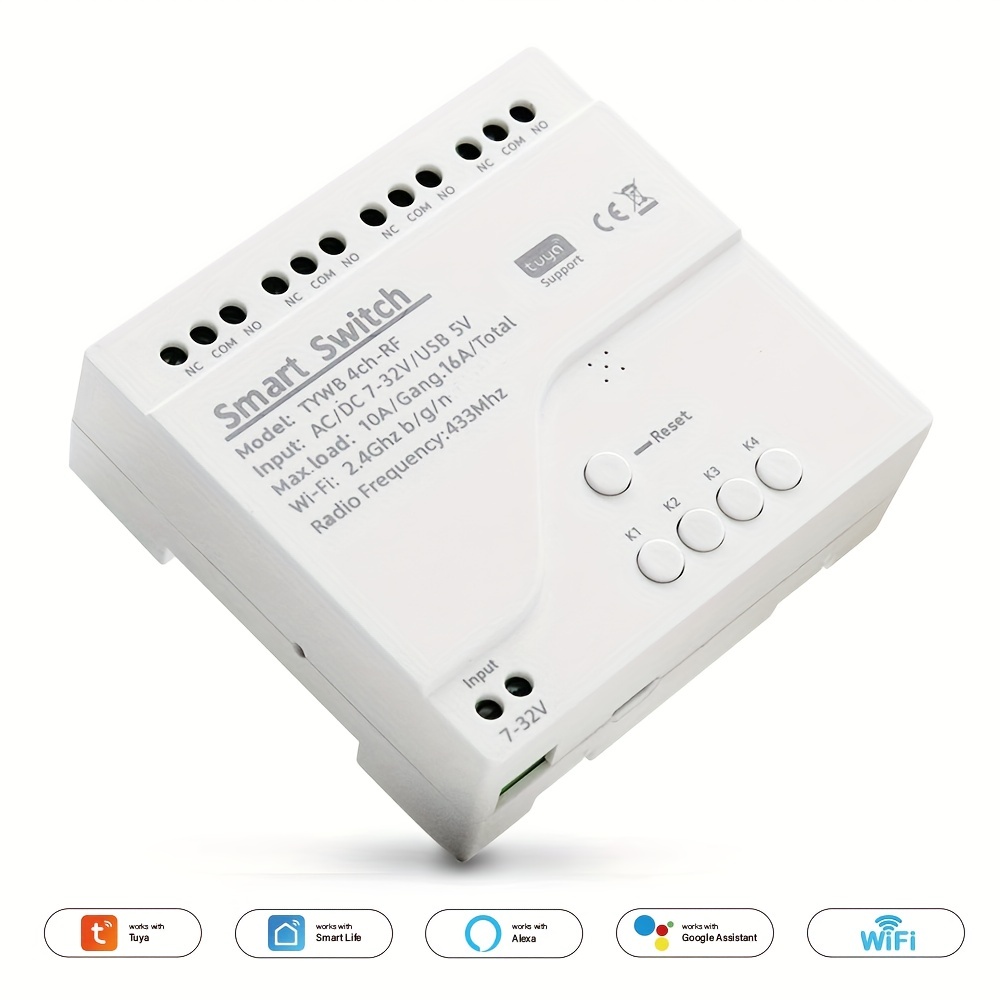 Interruptor Alexa Touch WiFi Tuya Smart Switch Without Neutral Single Fire  Wireless RF 433Mhz Remote 1/2/3 Gang Smart Home