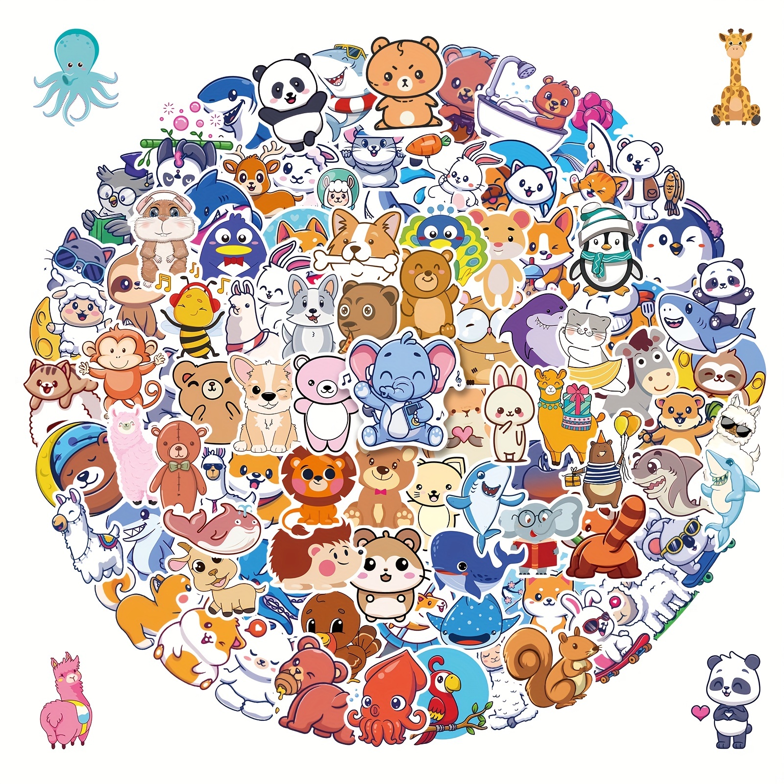 Cute Cartoon Animal Stickers Waterproof Vinyl Decals For - Temu