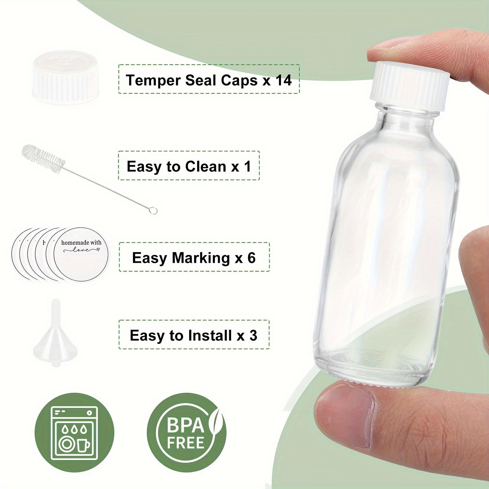 100 Pcs 2oz Small Clear Plastic Juice Bottles with Lid for Liquids Reusable  Ginger Shots Bottle Vial Beverage Container Leak Proof Mini Jars for
