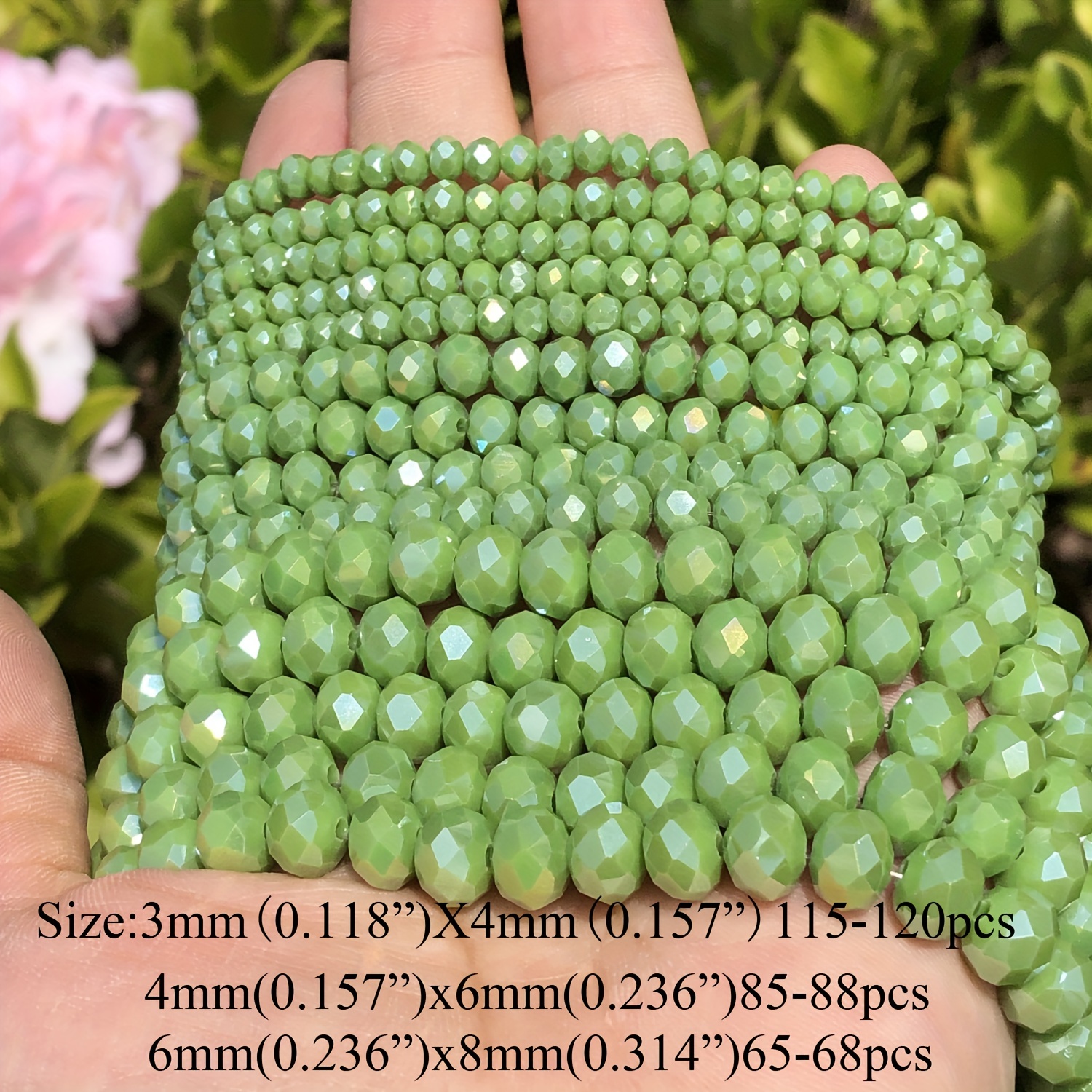 4mm Olive Green AB Faceted Glass Beads