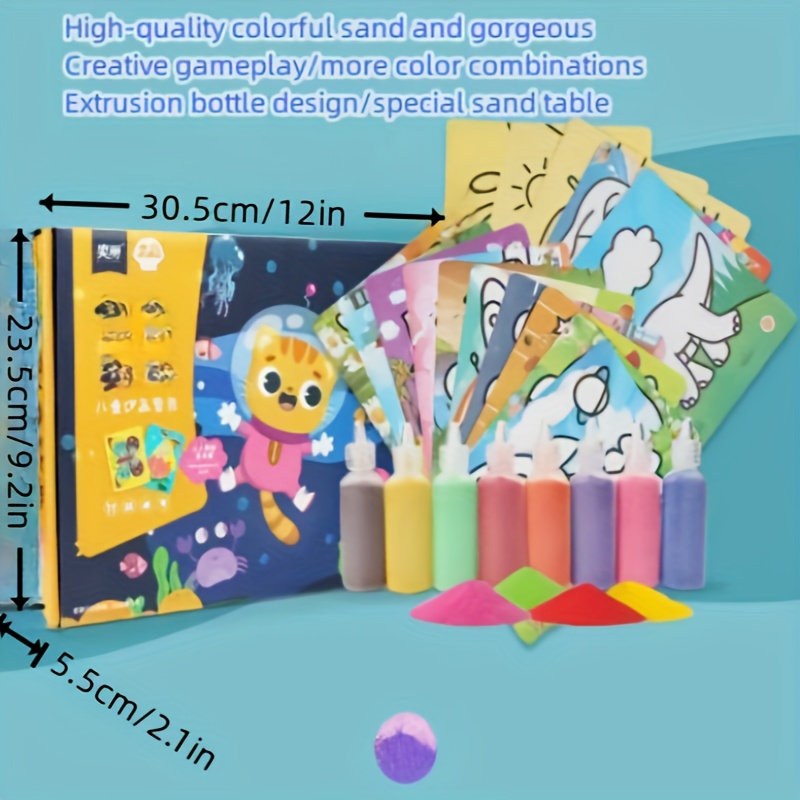 Kit d'art de peinture sur sable avec 50 feuilles de diverses cartes  illustrées et 24 bouteilles de sable coloré, jouets de bricolage  préscolaires éducatifs créatifs pour enfants (Rouge 1) : : Jeux