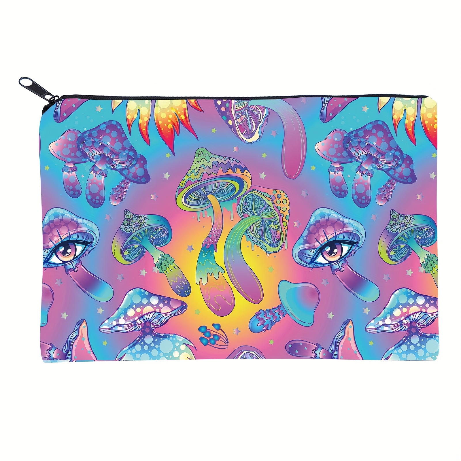 Colorful Mushroom Print Makeup Bag: Perfect Travel Accessory for Ladies and Teen Girls