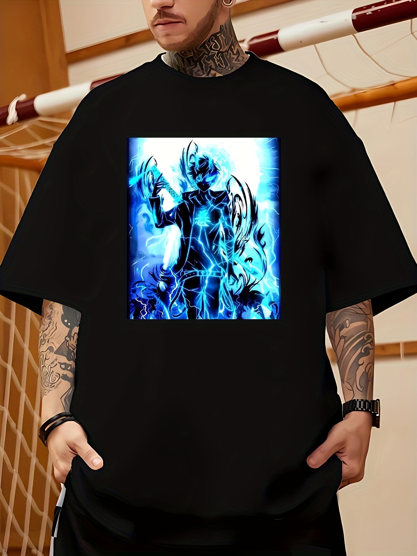 Camiseta Estampada Goku Criança Camisa Masculina Azul Tamanho:P