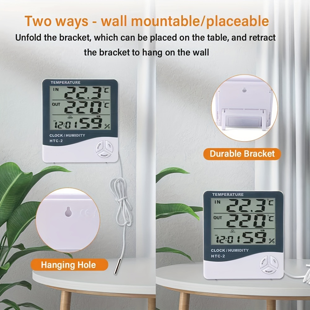 Digital Temperature Meter - Monitor Room Temperature and Humidity HTC-2 -  Electronics Pro