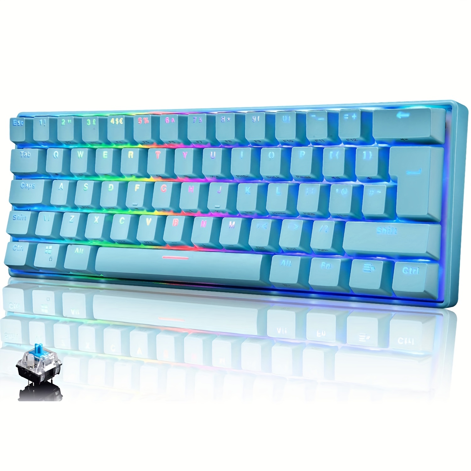 Wired 60% Mechanical Gaming Keyboard RGB Backlit Type C  PS4,Xbox,PC,Laptop,MAC