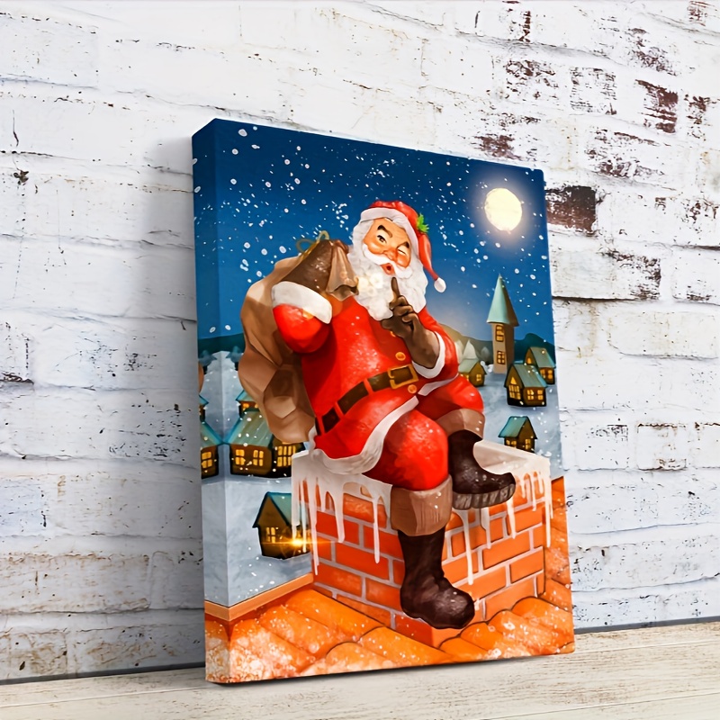 Canvas Poster Modern Art christmas Canvas Wall Art Santa - Temu