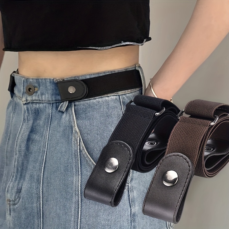 No Buckle Elastic Belt Women Men Unisex Stretch Belt Pants - Temu