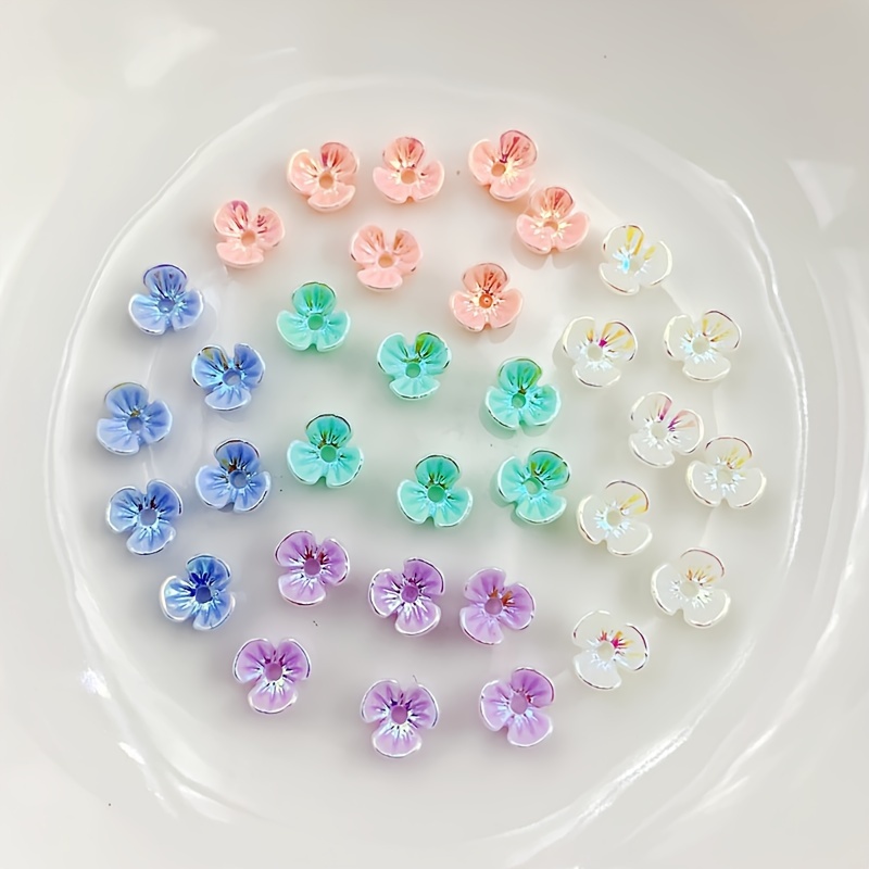 

30pcs 6mm White Trifoil Flower Rhinestones, Non-thermal Repair, Flat Back For Wedding & Nail Art Decorations With Single Hole