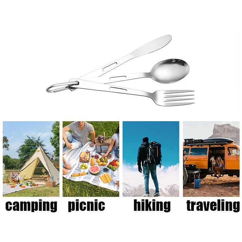 outdoor camping western food tableware picnic stainless steel knife   set travel portable tableware Product details 4