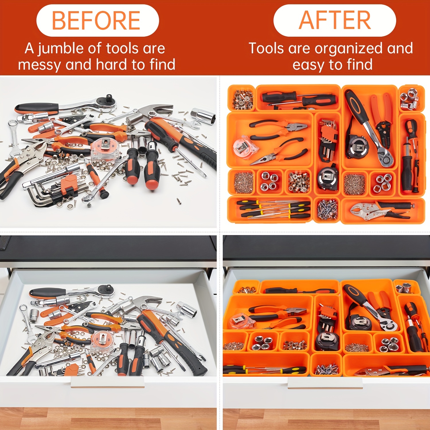 9pcs Upgraded Tool Box Organizer Tray, Toolbox Desk Drawer Organizer, Tool  Box Tray, Toolbox Organization Storage For Rolling Tool Chest
