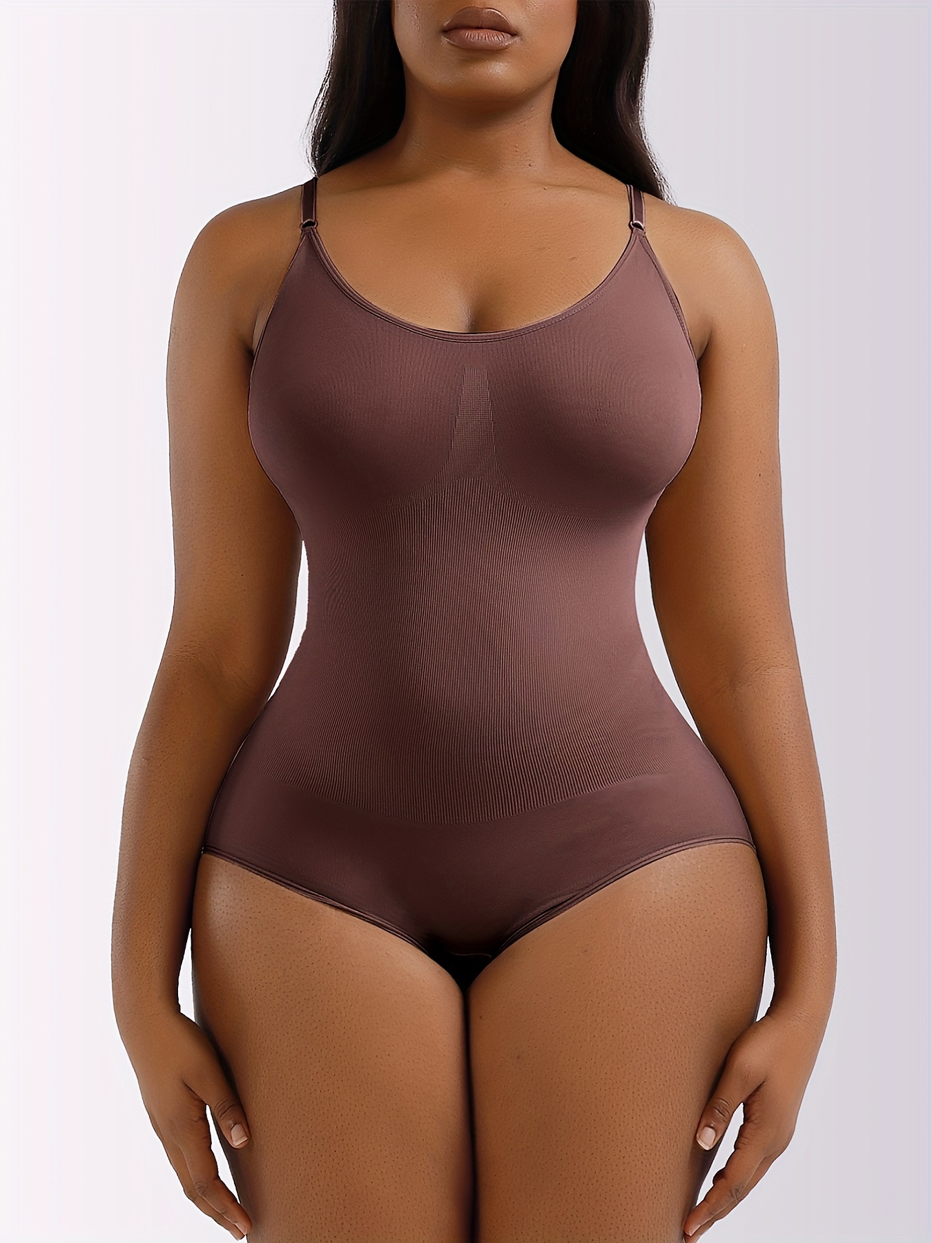 Women's Shapewear Thong Bodysuit Tummy Control Seamless Sculpting Backless  Body Shaper, Sexy V-Neck Tops (Color : Brown, Size : Small) : :  Clothing, Shoes & Accessories