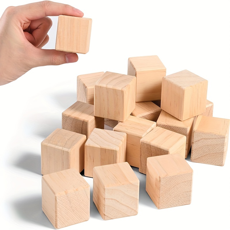 Wooden Cubes Pine Wood Cubes Solid Wood Blocks Blank Wooden - Temu